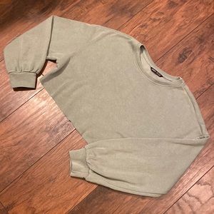 Women's Sage Green Cropped Sweatshirt